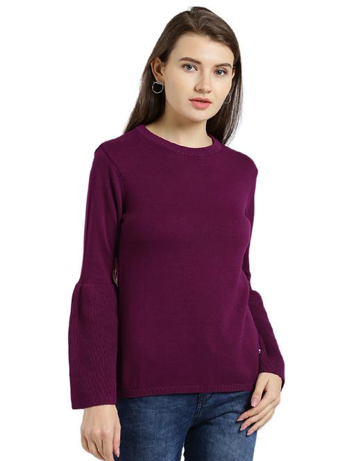 crew neck flute sleeved pullover - 15537099 - Very Small Image - 1