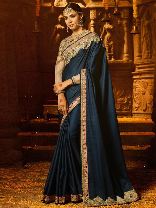 embellished lace bordered saree - 15537228 - Very Small Image - 1