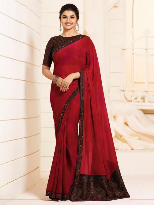 embellished lace printed saree - 15537246 - Very Small Image - 1