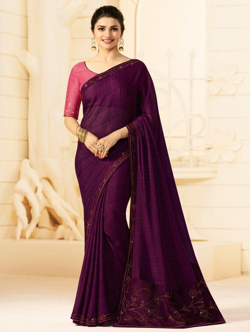 embellished lace printed saree - 15537248 - Very Small Image - 1