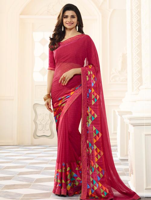 checkered printed saree - 15537253 - Very Small Image - 1