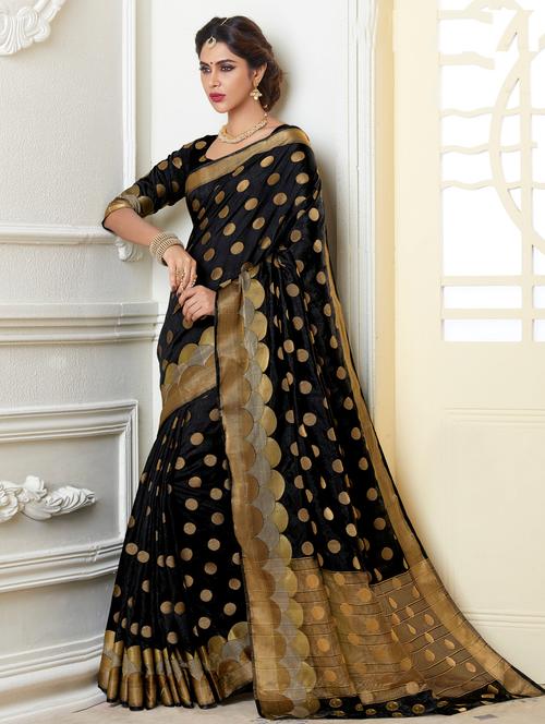 zari polka dots woven saree - 15537262 - Very Small Image - 1
