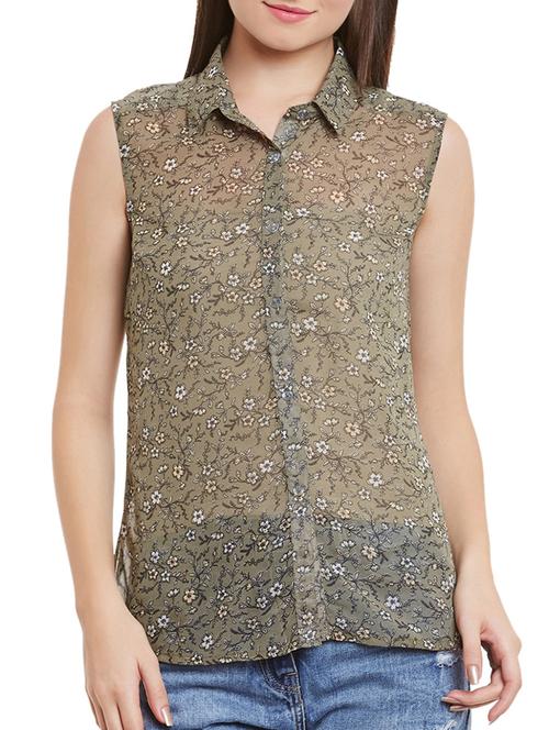 sleeveless printed asymmetric shirt - 15537337 - Very Small Image - 1