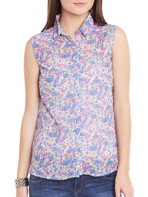 sleeveless printed asymmetric shirt - 15537343 - Very Small Image - 1