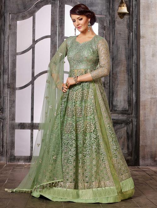 tonal embroidered high-slit skirt suit set - 15537431 - Very Small Image - 1