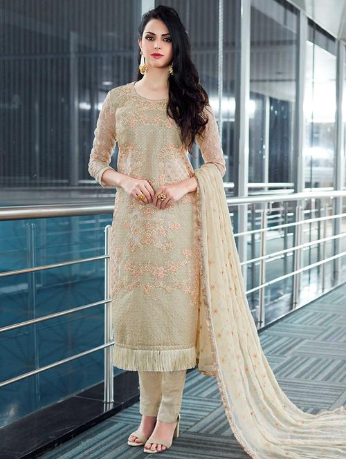 sequined embroidered with tassles suit - 15537445 - Very Small Image - 1