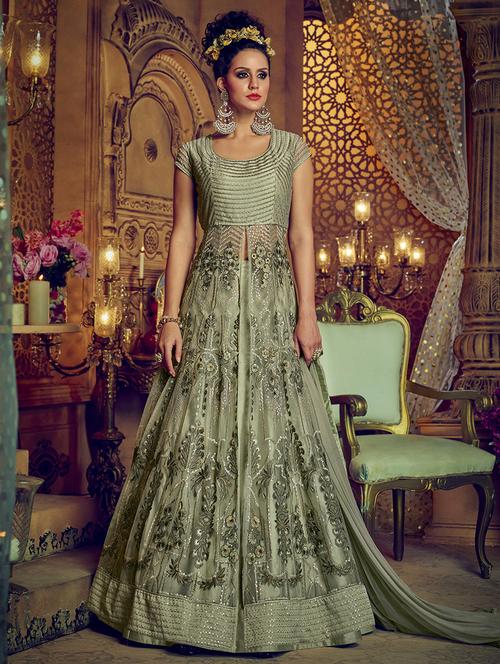 tonal embroidered high-slit kalidaar suit set - 15537453 - Very Small Image - 1