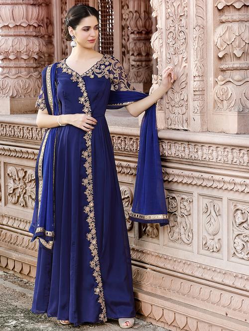 embroiderer semi-stitched over-layered suit - 15537473 - Very Small Image - 1