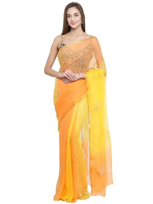 embellished tie & dye saree with blouse - 15537617 - Very Small Image - 1