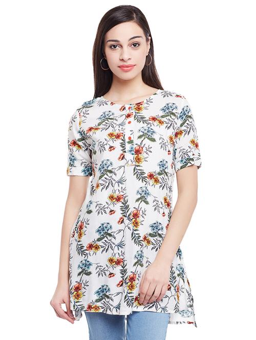 button detailed printed tunic - 15538250 - Very Small Image - 1