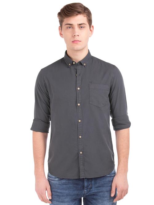 grey cotton casual shirt - 15539226 - Very Small Image - 1
