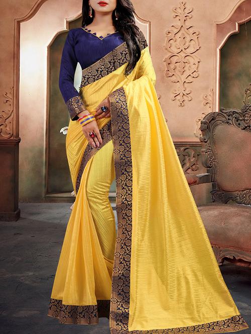 floral zari border saree with blouse - 15539303 - Very Small Image - 1