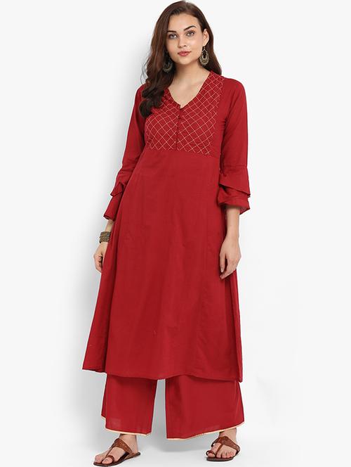 rust yoke design palazzo suit - 15539432 - Very Small Image - 1