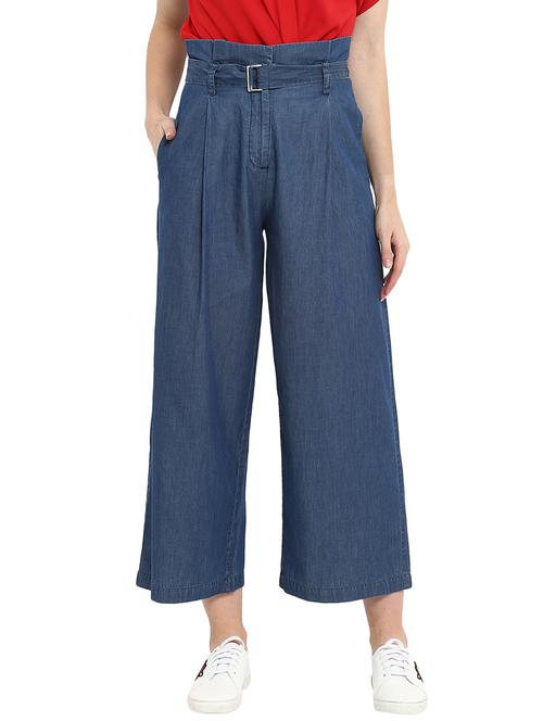 belt detailed pleated high rise trousers - 15539452 - Very Small Image - 1