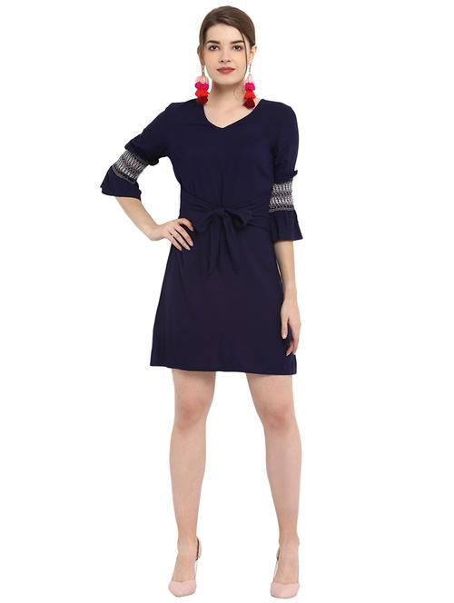 front knot frilled detail sleeve dress - 15539456 - Very Small Image - 1