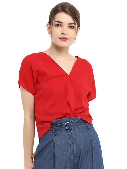 v-neck twisted hem top - 15539473 - Very Small Image - 1