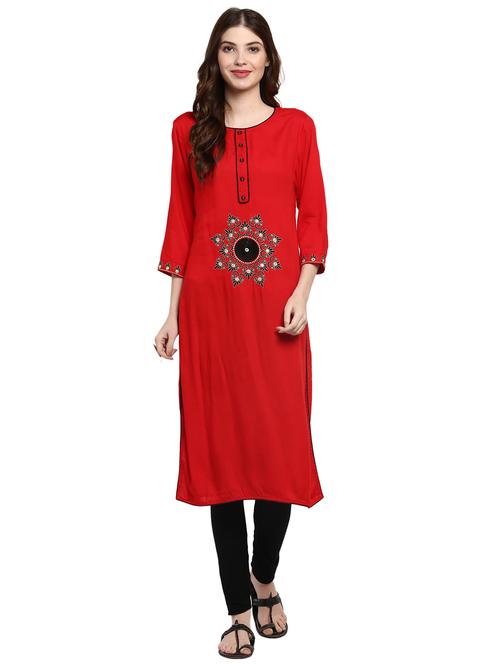 embroidered straight kurta - 15539800 - Very Small Image - 1