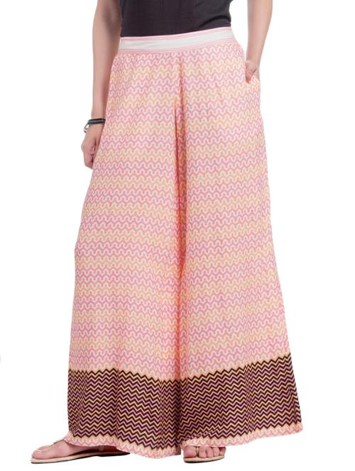 chevron print flared palazzo - 15540104 - Very Small Image - 1