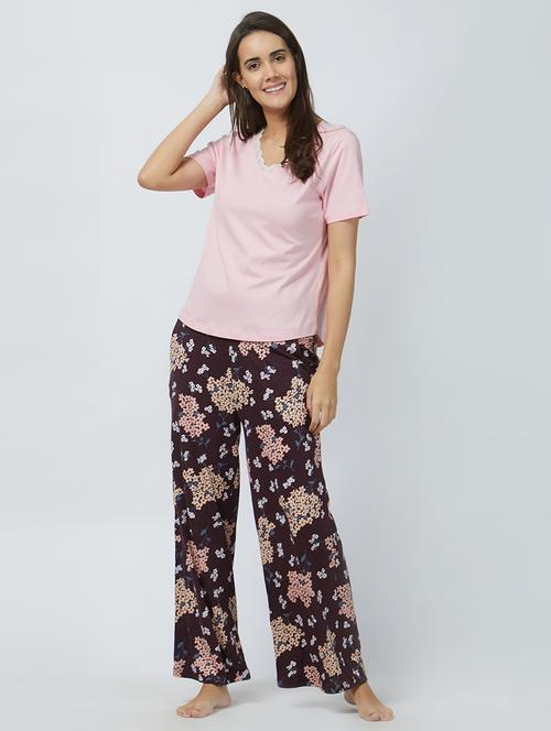 lace trim floral nightwear set - 15540400 - Very Small Image - 1