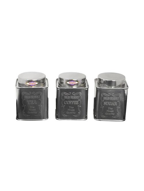 tea coffee sugar square crome containers , 800 ml, stainless steel,silver,3 pc set - 15540656 - Very Small Image - 1