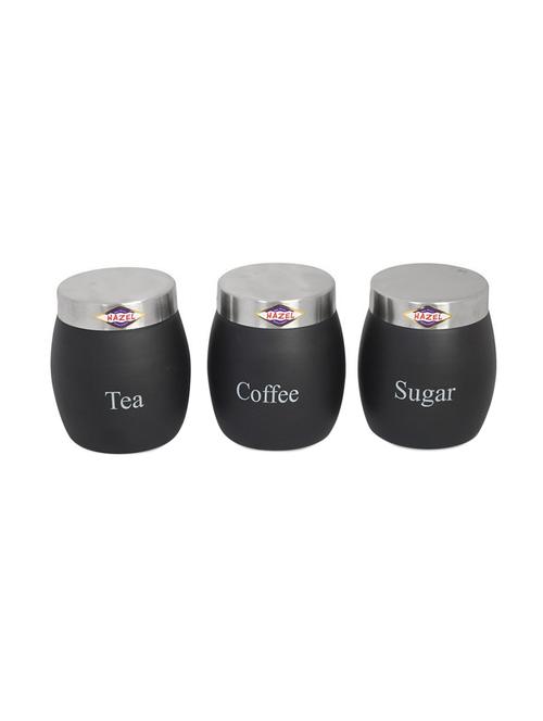 tea coffee sugar containers, 900ml,mild steel , sober black, 3 pc set - 15540658 - Very Small Image - 1