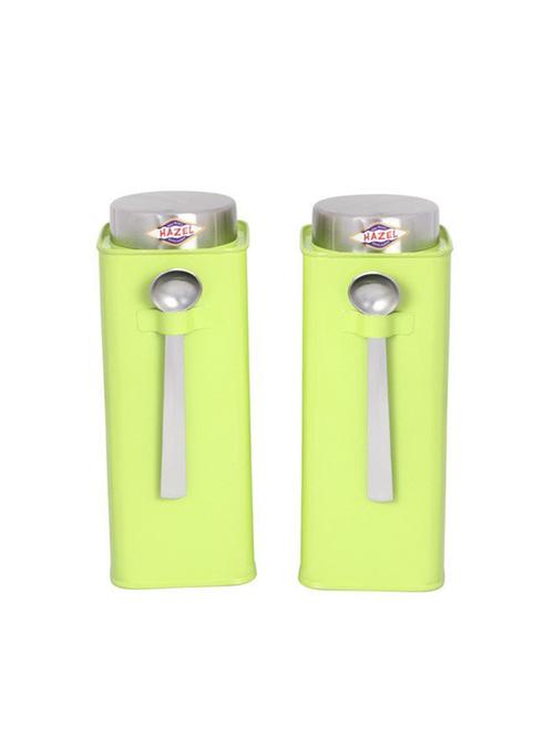 storage container with hanging spoon large,1800 ml,mild steel, green,set of 3 - 15540665 - Very Small Image - 1