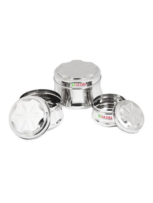 stainless steel kitchen storage containers, 750 ml to 2600 ml, sliver, set of 3 - 15540681 - Very Small Image - 1