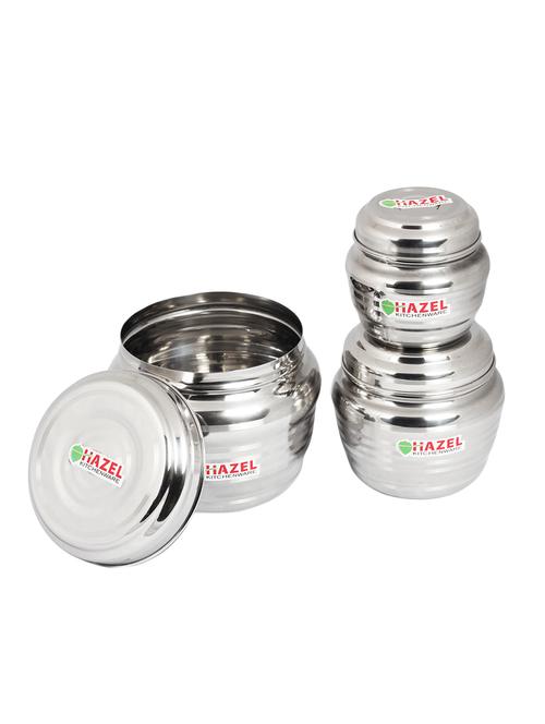 stainless steel kitchen storage containers, 750 ml to 2800 ml, sliver, set of 3 - 15540683 - Very Small Image - 1