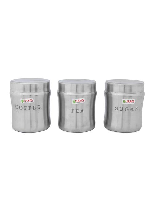 stainless steel tea coffee sugar container set of 3, silver - 15540691 - Very Small Image - 1