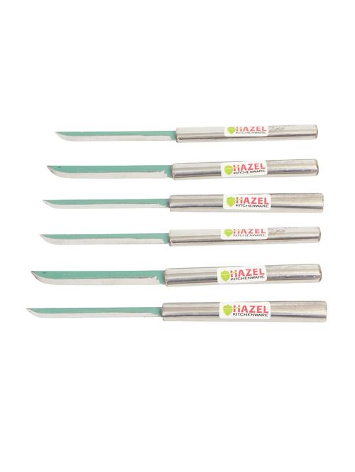 hazel stainless steel plain knife set of 6, 19 cm, grey - 15540712 - Very Small Image - 1