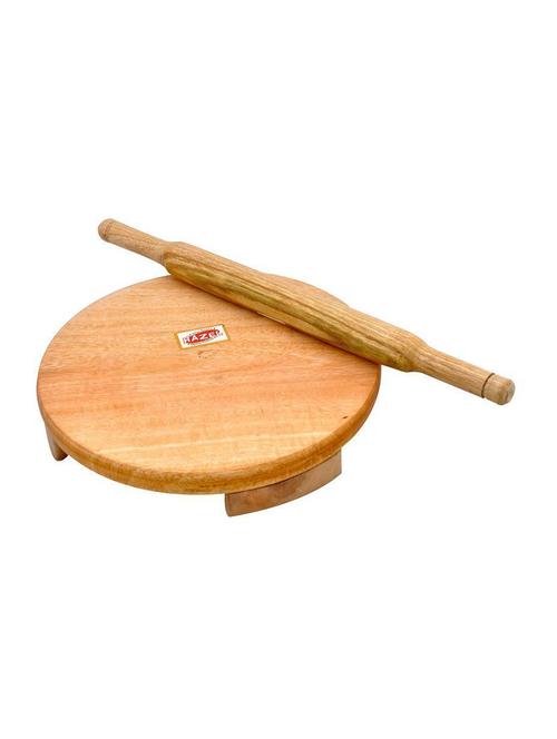 hazel wooden polpat roti roller combo large , 24 cm, brown , 2 pc - 15540787 - Very Small Image - 1