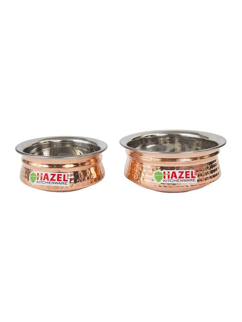 hazel hammered copper handi urli set of 2, 300 ml, 550 ml - 15540814 - Very Small Image - 1
