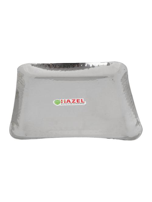 stainless steel square serving plates hammered 25 cm - 15540947 - Very Small Image - 1