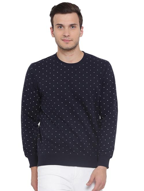 navy blue polyester all over print sweatshirt - 15541073 - Very Small Image - 1