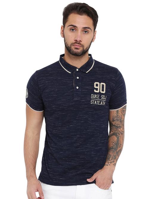 navy blue cotton blend polo t-shirt - 15541204 - Very Small Image - 1