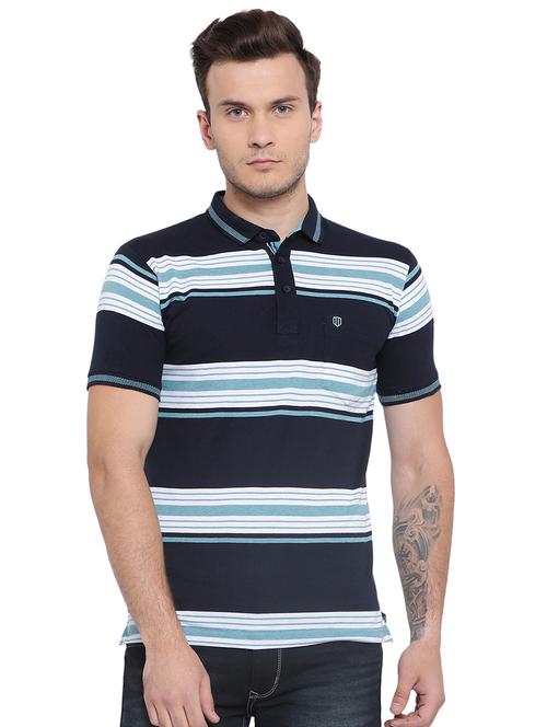 dark blue cotton blend pocket t-shirt - 15541233 - Very Small Image - 1