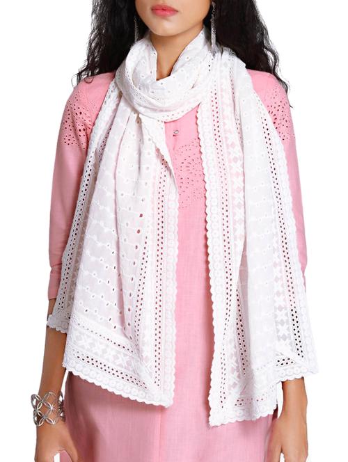 cotton embroidered stole - 15541300 - Very Small Image - 1
