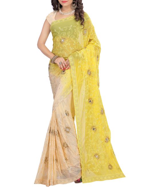 dori thread embroidered half & half saree - 15541418 - Very Small Image - 1