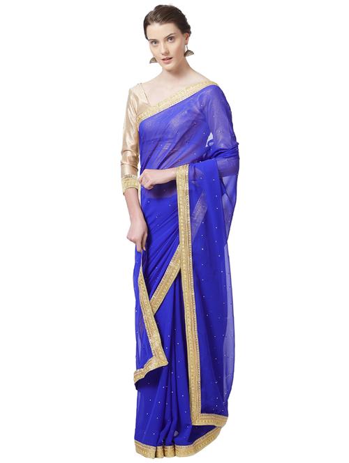 lace border embellished saree with blouse - 15541704 - Very Small Image - 1