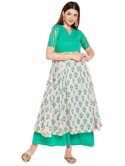 flared printed gotta work kurta - 15541977 - Very Small Image - 1