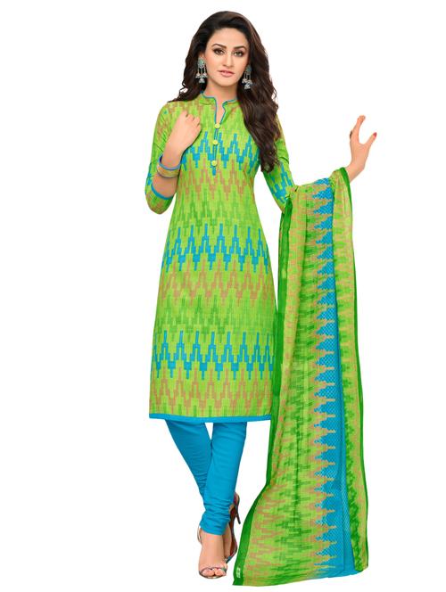 printed unstitched churidaar suit - 15541988 - Very Small Image - 1