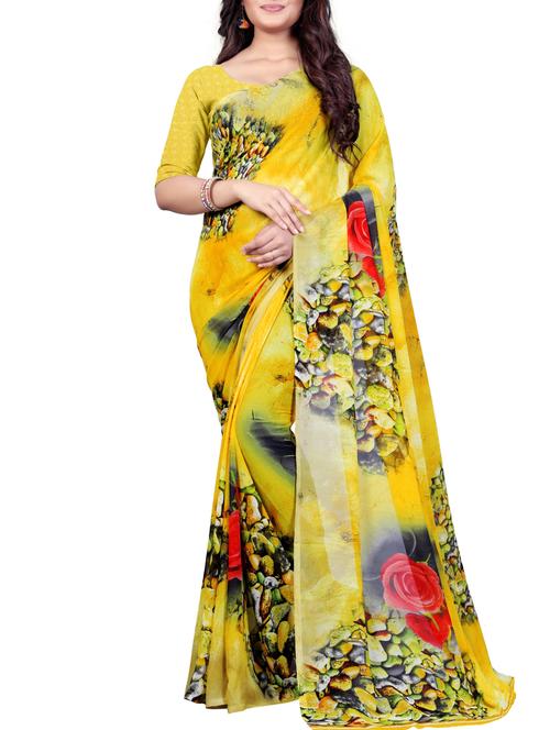 digital floral printed sare with blouse - 15542282 - Very Small Image - 1