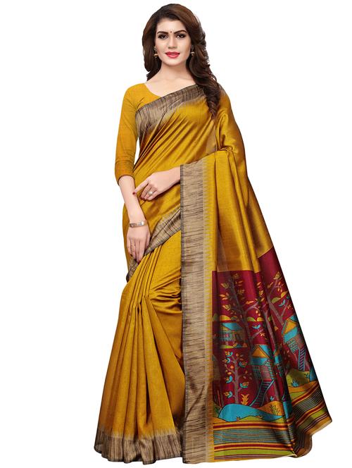 contrast bordered saree with blouse - 15543297 - Very Small Image - 1