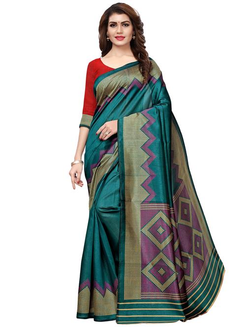 contrast bordered saree with blouse - 15543300 - Very Small Image - 1