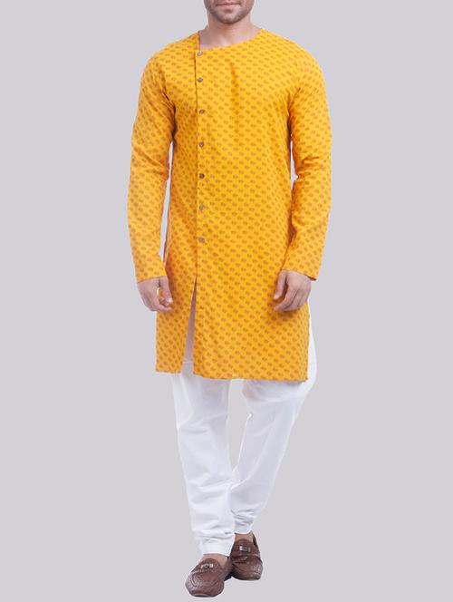 yellow cotton long kurta - 15543360 - Very Small Image - 1
