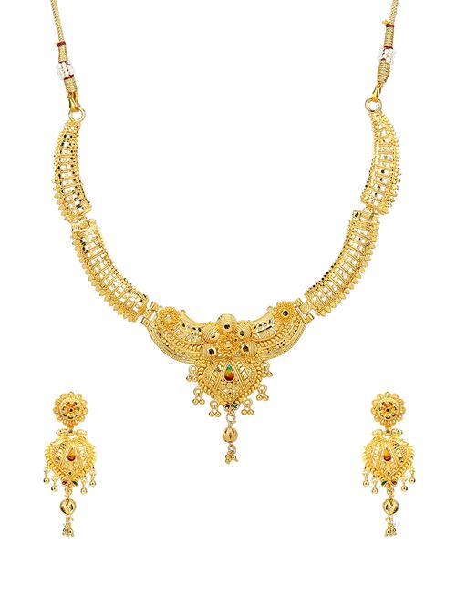 gold tone necklace & earrings set - 15543934 - Very Small Image - 1