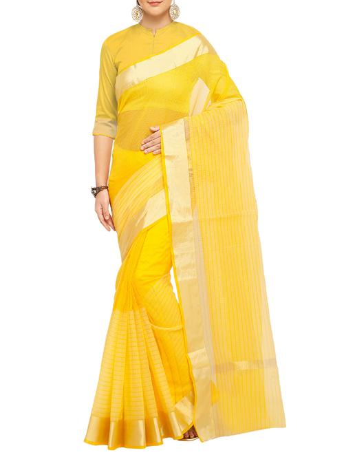 zari bordered kota doria saree with blouse - 15544045 - Very Small Image - 1