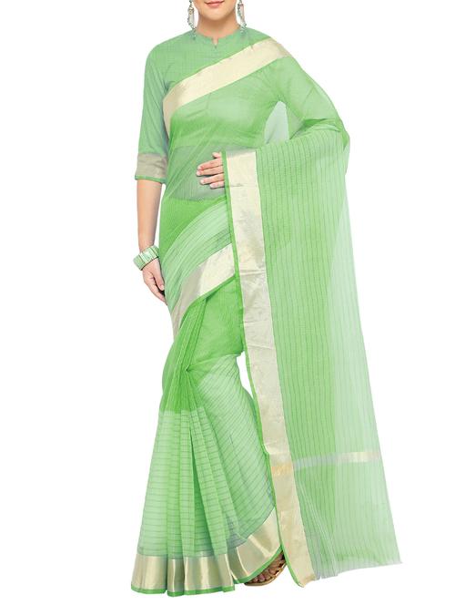 zari bordered kota doria saree with blouse - 15544048 - Very Small Image - 1
