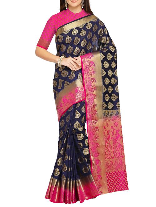 zari motifs kanjivaram saree with blouse - 15544052 - Very Small Image - 1