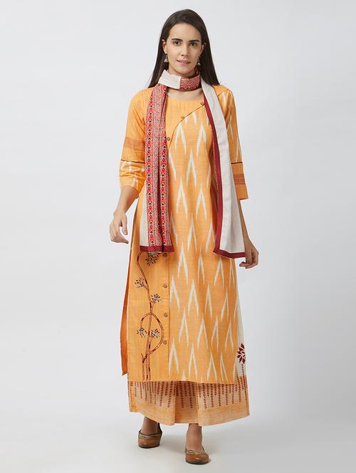 asymmetric placket detail kurta with palazzo set - 15544134 - Very Small Image - 1